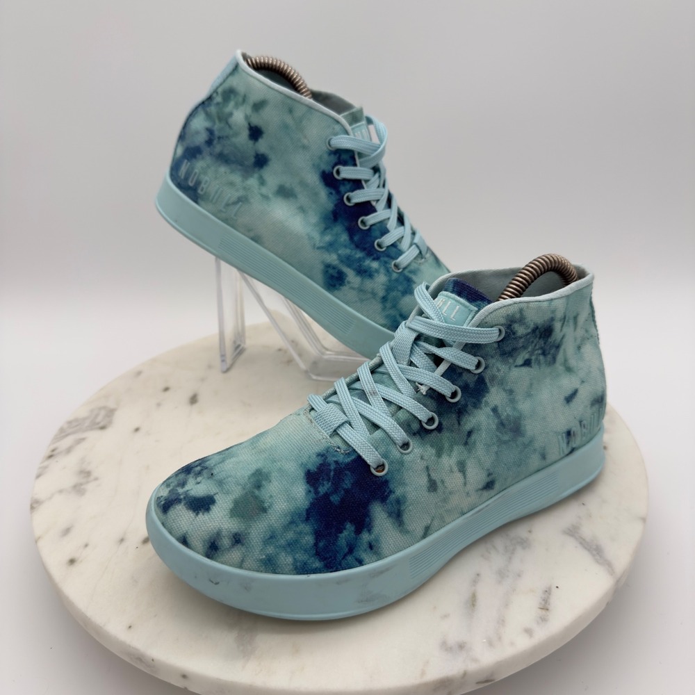 NoBull Canvas Mid Trainers Womens 7‎ Blue Aqua Tie Dye High Top Training Shoes